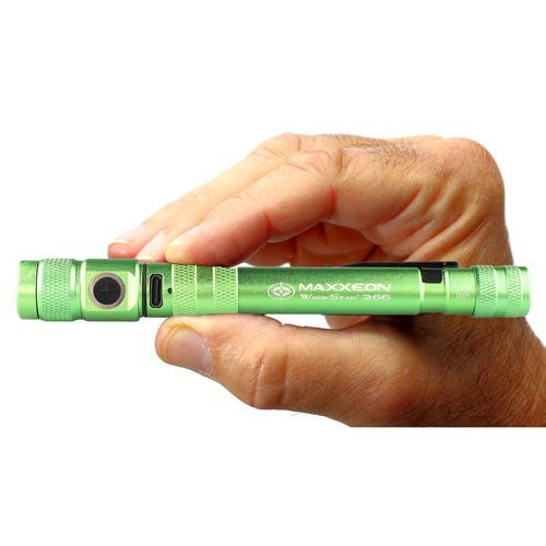 Maxxeon WorkStar 366 Rechargeable LED Zoom Penlight/Inspection Light USB-C - GREEN (MXN00366)