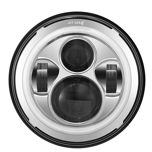 Haizer USA 7" Chrome Round Projector LED Headlight (HZR 881C) by JB Tools