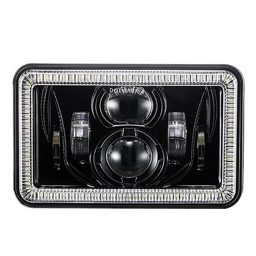 Haizer USA 4”x6” Blck Proj LED Headlight w/DRL&Turn Sig. (HZR-4686D-B) by JB Tools
