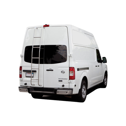 Stainless Steel Van Ladder 093NV for Nissan NV Low Roof 2011–2021, rear mounted