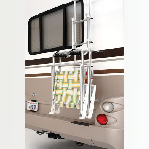 Surco Ladder Mounted Chair Rack 501CR, holds folding chairs on ladder-equipped vehicles