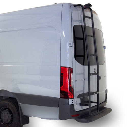 Surco No-Drill Rear Door Ladder 26SL19B, for Sprinter High Roof, black powder coat