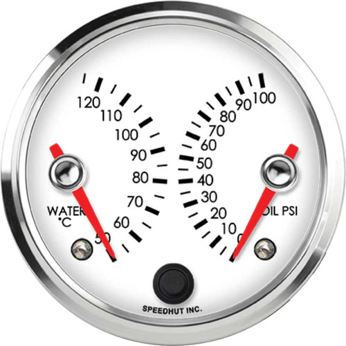 Speedhut 3-3/8" Metric Water Temp/Oil Pressure Dual Gauge (R3-DG5-LEG) by JB Tools