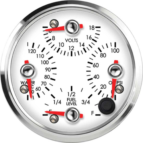 Speedhut 3-3/8" Quad Water Temp/Volts/Oil PSI/Fuel Level (R3-QG1-LEG) by JB Tools