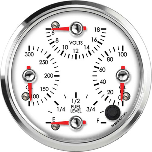 Speedhut 4" Quad Oil Temp/Volt/Oil PSI/Fuel Level Gauge (R4-QG4-LEG) by JB Tools