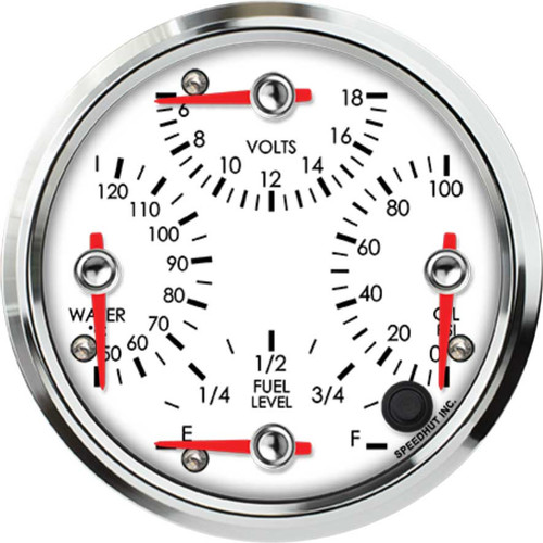 Speedhut 4-1/2" Quad Met WatTemp/Volt/Oil PSI/Fuel Level (R45-QG1-LEG) by JB Tools