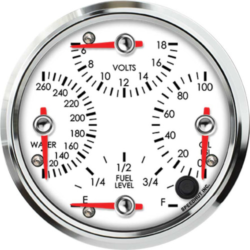 Speedhut 4-1/2" Quad Fah WatTemp/Volt/Oil PSI/Fuel Level (R45-QG2-LEG) by JB Tools