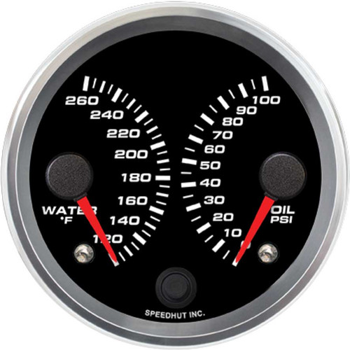 Speedhut 3-3/8" Water Temp / Oil Pressure Dual Gauge (R3-DG1-REV) by JB Tools