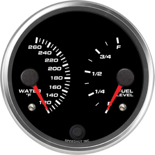 Speedhut 4" Water Temp / Fuel Level Dual Gauge (R4-DG3-REV) by JB Tools