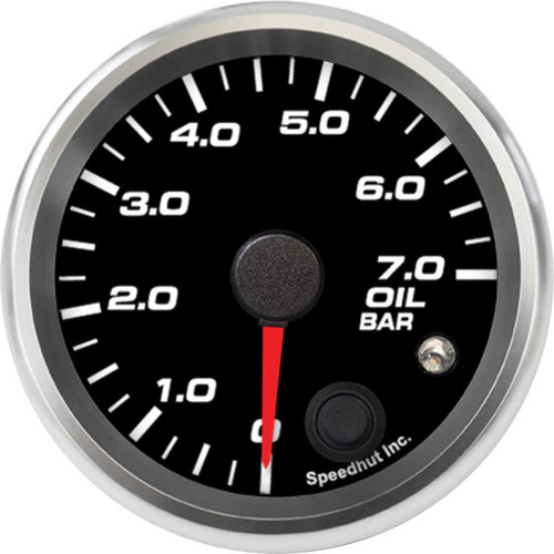 Speedhut 2-5/8" 0-7.0 Bar Oil Pressure Gauge w/ Warning (R25-OP4-REV) by JB Tools