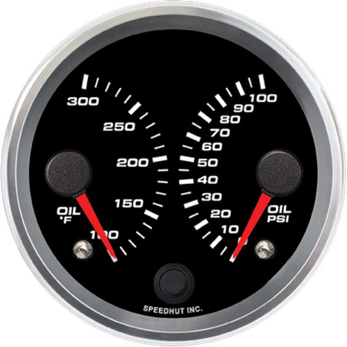 Speedhut 3-3/8" Dual Oil Temp / Oil Pressure Gauge (R3-DG6-REV) by JB Tools