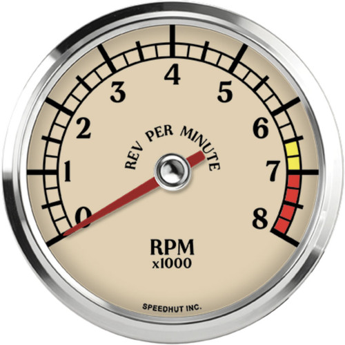 Speedhut 3-3/8" Antique Series 8K RPM Tachometer (L3-TC3-ATQ) by JB Tools