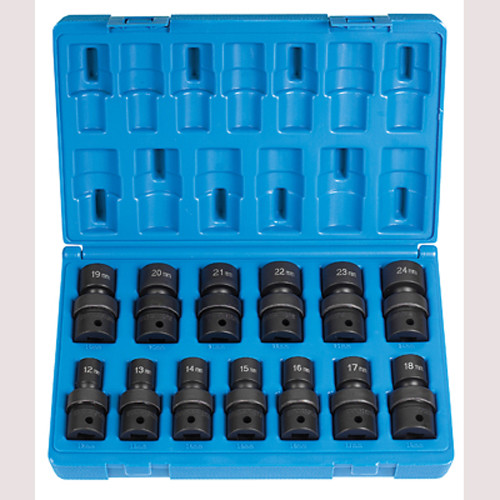 Grey Pneumatic 1713UM 1/2" Dr. 13 Pc. Standard Metric Univ. Set - 12 Point