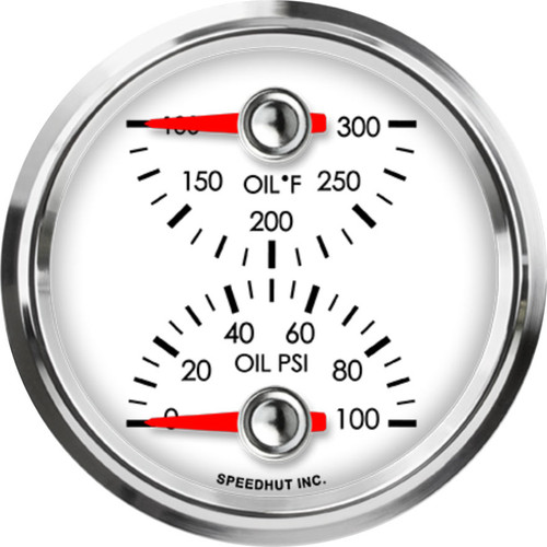Speedhut 2-5/8" Oil Temp / Oil Pressure Gauge (top/bot) (L25-DG6-LEG) by JB Tools