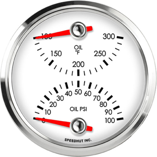 Speedhut 3-3/8" Oil Temp / Oil Pressure Gauge (top/bot) (L3-DG6-LEG) by JB Tools
