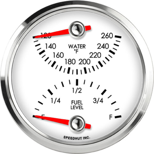 Speedhut 3-3/8" Water Temp / Fuel Level Gauge (top/bot) (L3-DG3-LEG) by JB Tools