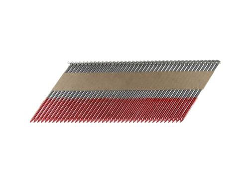 The B&C Eagle A312X131HD/33 Offset Round Head 3-1/2-Inch Framing Nails feature a .131" smooth shank and 33° paper tape collation. Made from hot dip galvanized steel, they resist rust for interior or exterior use in treated lumber. Compatible with 30°–34° clipped or offset round head framing nailers, they come in a 500-count box with protective packaging. Ideal for professional framing, these nails support durable, long-lasting fastening performance on job sites.