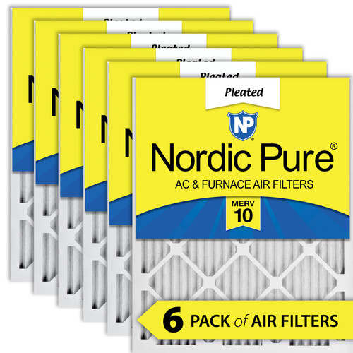 Six Packs Nordic Pure 10x24x1 Pleated MERV 10 Air Filters stacked flat 10x24x1M10-6