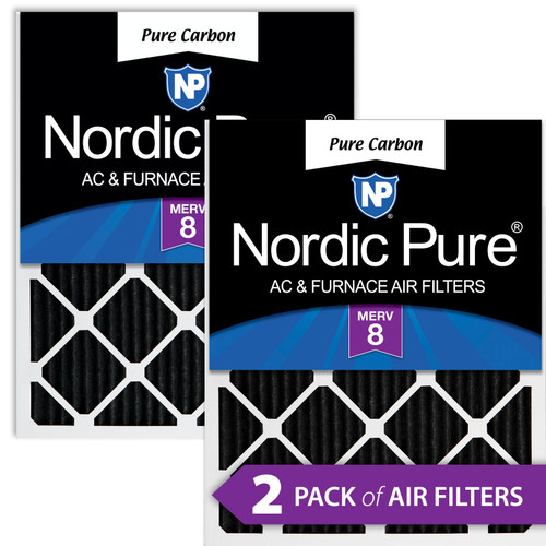 Two Packs Nordic Pure 12x12x1 Pure Carbon Odor Reduction Furnace Air Filters side by side 12x12x1PCP-2