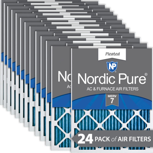 Twenty Four Packs Nordic Pure 12x16x1 Pleated MERV 7 Air Filters boxed bulk pack 12x16x1M7-24