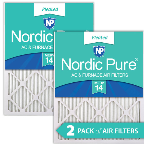 Two Packs Nordic Pure 12x18x1 Pleated MERV 14 Air Filters side by side 12x18x1M14-2