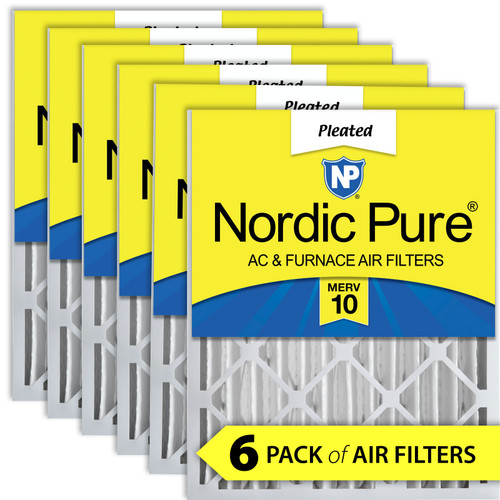 Six Packs Nordic Pure 12x24x4 Pleated MERV 10 Air Filters stacked 12x24x4M10-6