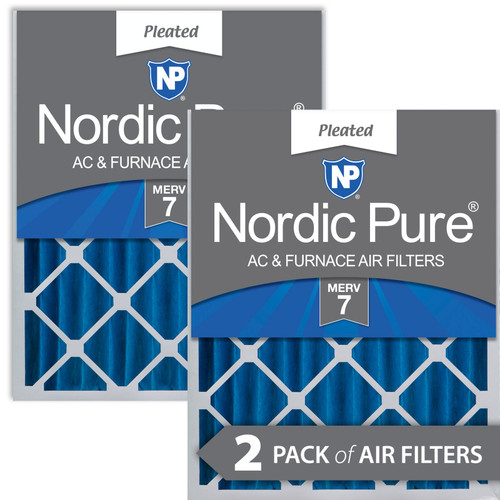 Two Packs Nordic Pure 12x24x4 Pleated MERV 7 Air Filters 2 Pack side by side 12x24x4M7-2