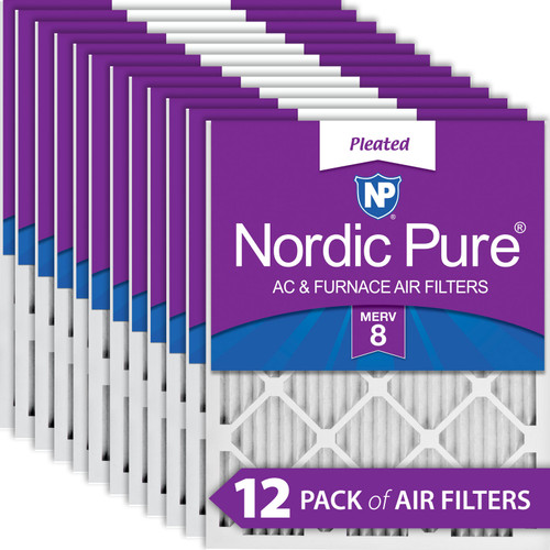 Twelve Packs Nordic Pure 14x20x1 Pleated Air Filters MERV 8 boxed bulk pack 14x20x1M8-12