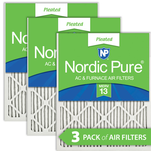 Three Packs Nordic Pure 15x20x1 Pleated MERV 13 Air Filters stacked 15x20x1M13-3