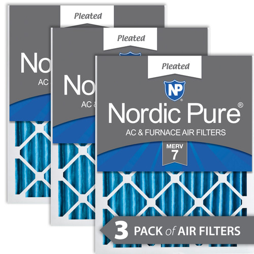 Three Packs Nordic Pure 15x20x2 Pleated MERV 7 Air Filters stacked 15x20x2M7-3