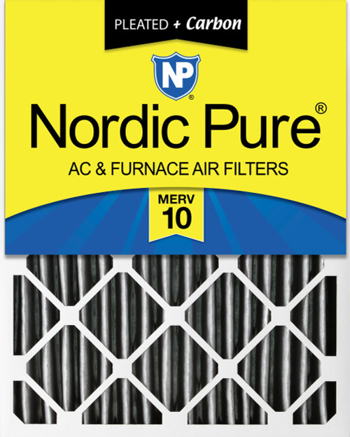 One Pack Nordic Pure 16x20x4 Furnace Air Filter MERV 10 Pleated + Carbon flat 16x20x4PM10C-1