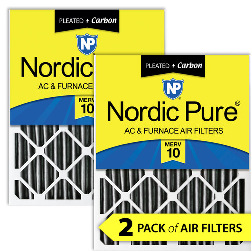 Two Packs Nordic Pure 16x20x4 Furnace Air Filters MERV 10 Pleated + Carbon side by side 16x20x4PM10C-2