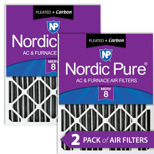 Two Packs Nordic Pure 16x20x4 Pleated Plus Carbon Air Filters MERV 8 side by side 16x20x4PM8C-2