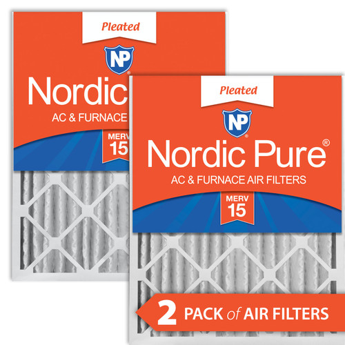Two Packs Nordic Pure 16x24x4 Pleated MERV 15 Air Filters side by side 16x24x4M15-2