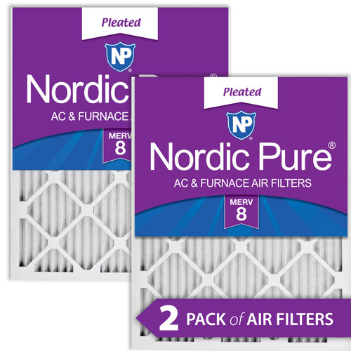 Two Packs Nordic Pure 16x25x1 Pleated MERV 8 Air Filters side by side 16x25x1M8-2