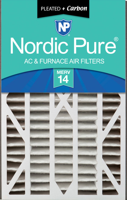 One Pack Nordic Pure Air Bear Cub 16x25x3 MERV 14 Plus Carbon Air Filter upright 16x25x3ABM14+C-1