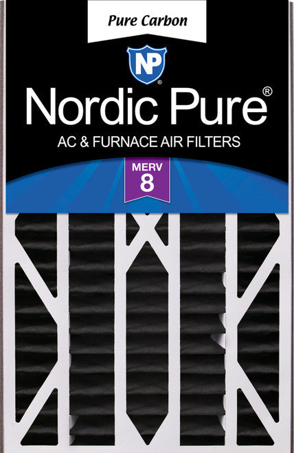 One Pack Nordic Pure Air Bear Cub 16x25x3 MERV 8 Carbon Odor Reduction Filter standing 16x25x3ABPCP-1