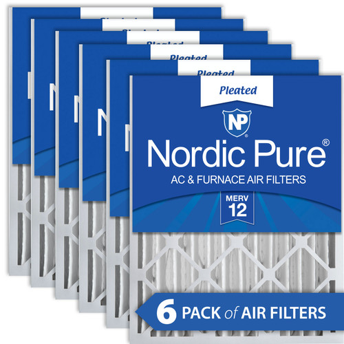 Six Packs Nordic Pure 16x25x4 MERV 12 Pleated Air Filters shrink-wrapped 16x25x4M12-6