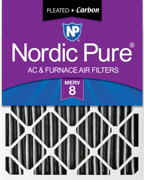 One Pack Nordic Pure 16x25x4 Pleated Plus Carbon Air Filters MERV 8 16x25x4PM8C-1