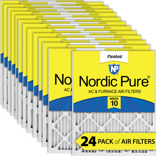 Twenty-four Packs Nordic Pure 18x25x1 Pleated MERV 10 Air Filters boxed bulk pack 18x25x1M10-24