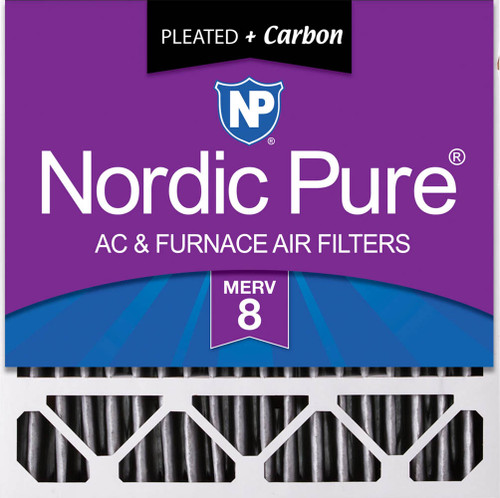 Single Pack Nordic Pure 20x20x5 Honeywell Replacement Furnace Filters MERV 8 Plus Carbon with label visible 20x20x5HPM8C-1