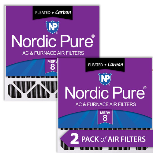 Two Packs Nordic Pure 20x20x5 Honeywell Replacement Furnace Filters MERV 8 Plus Carbon side by side 20x20x5HPM8C-2