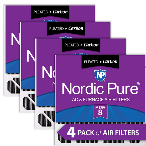 Four Packs Nordic Pure 20x20x5 Honeywell Replacement Furnace Filters MERV 8 Plus Carbon stacked 20x20x5HPM8C-4