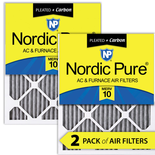 Two Packs Nordic Pure 20x22x1 Pleated MERV 10 Plus Carbon AC Furnace Filters side by side 20x22x1PM10C-2