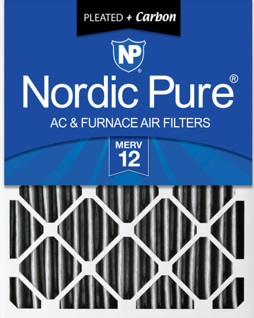 One Pack Nordic Pure 20x24x4 Pleated Air Filter MERV 12 Pleated + Carbon upright filter 20x24x4PM12C-1