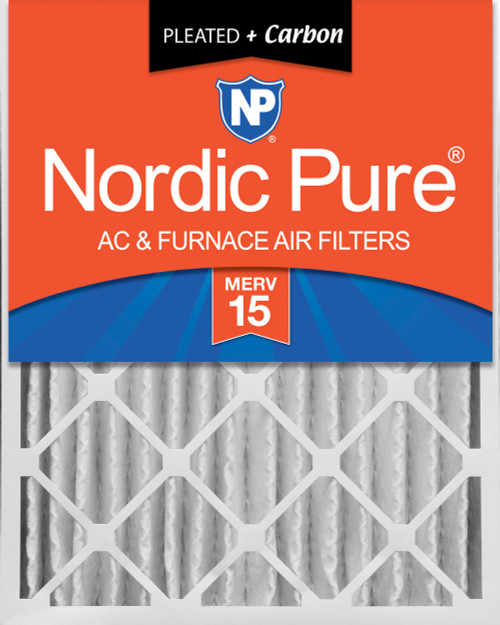One Pack Nordic Pure 20x25x4 Pleated Air Filters MERV 15 Plus Carbon flat 20x25x4M15+C-1