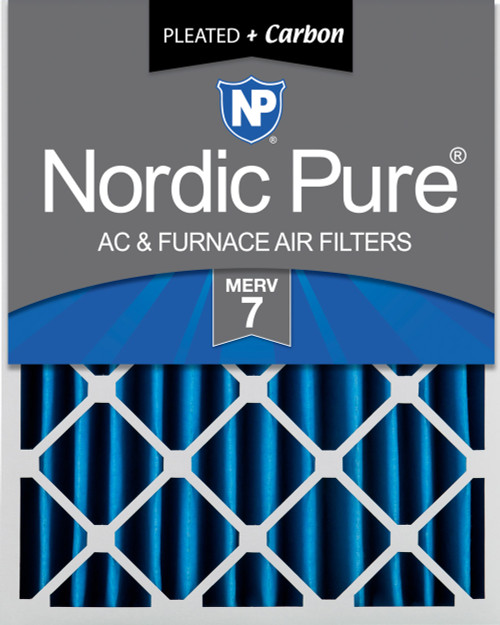 One Pack Nordic Pure 20x25x4 Pleated Air Filters MERV 7 Plus Carbon flat 20x25x4M7+C-1