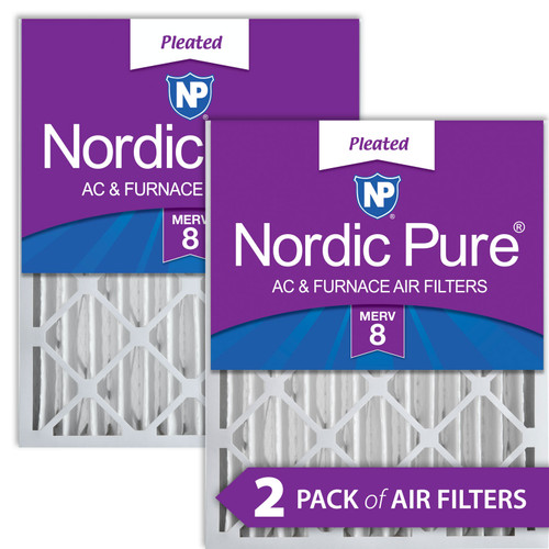 Two Packs Nordic Pure 20x25x4 Pleated MERV 8 Air Filters side by side 20x25x4M8-2