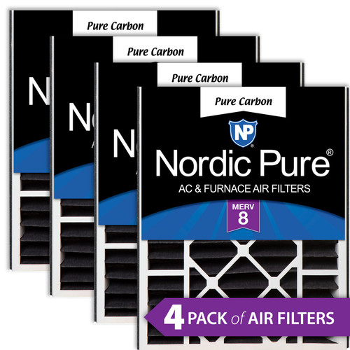 Nordic Pure Air Bear 20x25x5 Replacement Pure Carbon Odor Reduction MERV 8 Air Filters 4 Pack stacked 20x25x5ABPCP-4