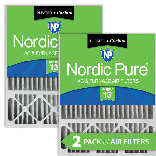 Nordic Pure 20x25x5 Honeywell Replacement Air Filters MERV 13 Plus Carbon 2 Pack stacked 20x25x5HM13+C-2